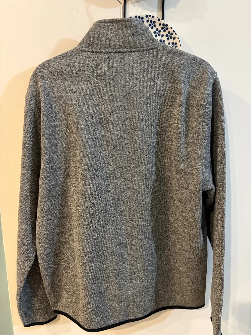 J. Crew Men's Heather Gray Quarter-Zip Sweater with Black Trim